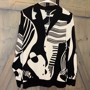 Rachel Zoe Monochrome Patterned Blouse